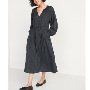 Old Navy Waist-Defined Embroidered Long-Sleeve Midi Dress Size Small